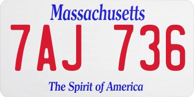 MA license plate 7AJ736