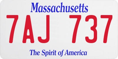 MA license plate 7AJ737