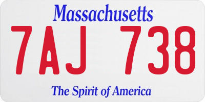 MA license plate 7AJ738