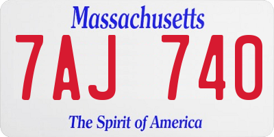MA license plate 7AJ740