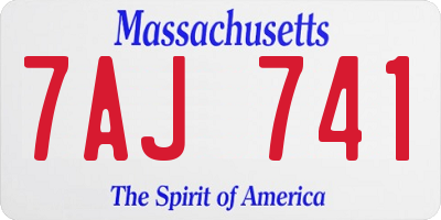 MA license plate 7AJ741