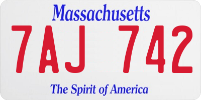 MA license plate 7AJ742