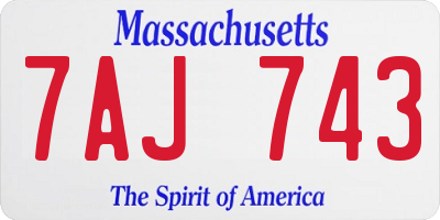 MA license plate 7AJ743