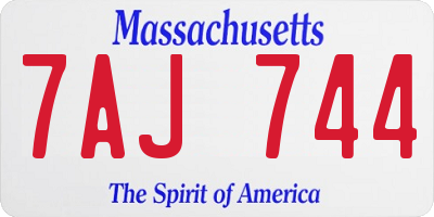 MA license plate 7AJ744