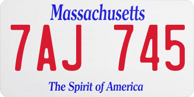 MA license plate 7AJ745