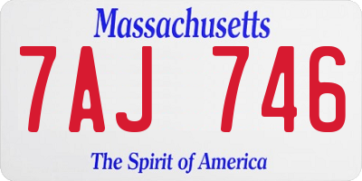 MA license plate 7AJ746