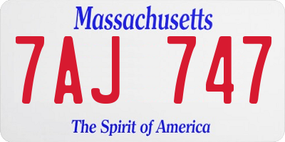 MA license plate 7AJ747