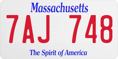 MA license plate 7AJ748