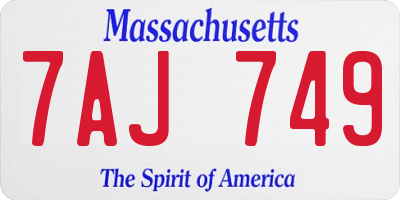 MA license plate 7AJ749