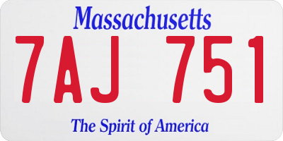 MA license plate 7AJ751