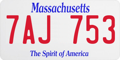MA license plate 7AJ753