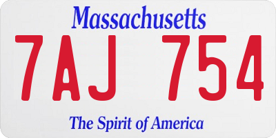 MA license plate 7AJ754