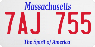 MA license plate 7AJ755