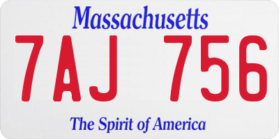 MA license plate 7AJ756