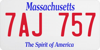 MA license plate 7AJ757