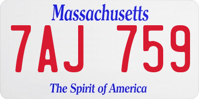 MA license plate 7AJ759