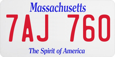 MA license plate 7AJ760