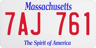 MA license plate 7AJ761