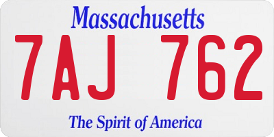 MA license plate 7AJ762