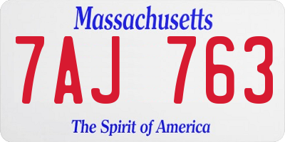 MA license plate 7AJ763