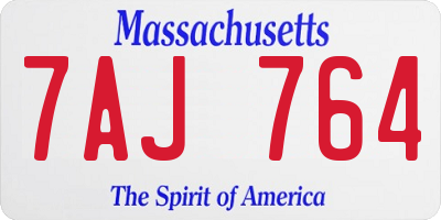 MA license plate 7AJ764