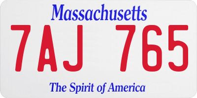 MA license plate 7AJ765