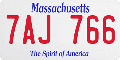 MA license plate 7AJ766