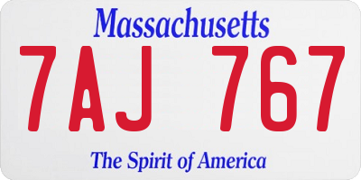 MA license plate 7AJ767