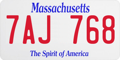 MA license plate 7AJ768
