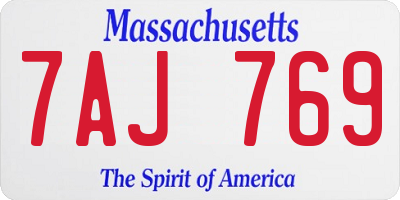 MA license plate 7AJ769