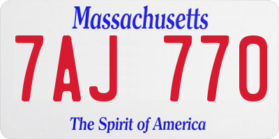 MA license plate 7AJ770