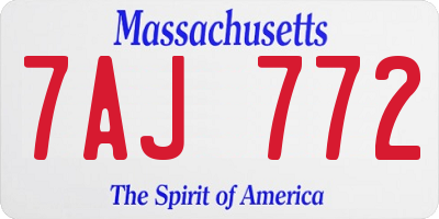 MA license plate 7AJ772