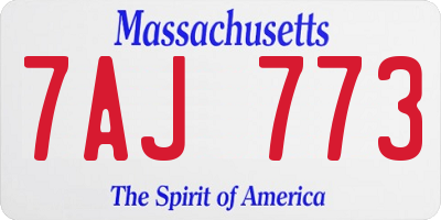 MA license plate 7AJ773