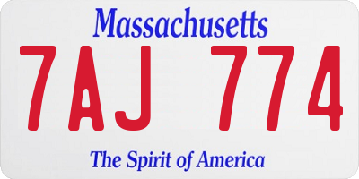 MA license plate 7AJ774