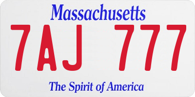 MA license plate 7AJ777