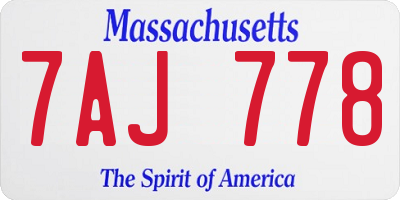 MA license plate 7AJ778