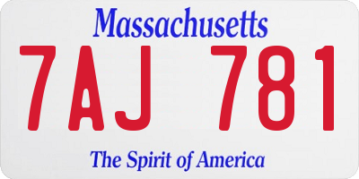 MA license plate 7AJ781
