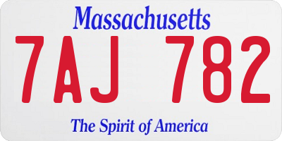 MA license plate 7AJ782