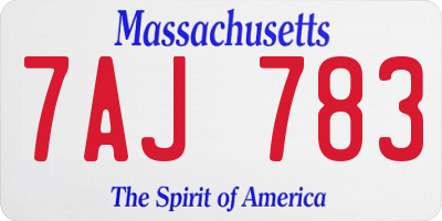 MA license plate 7AJ783