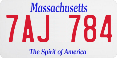 MA license plate 7AJ784