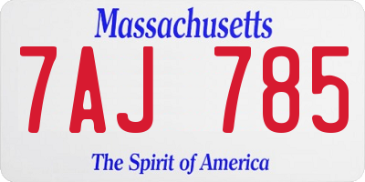 MA license plate 7AJ785