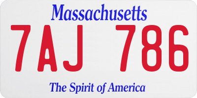 MA license plate 7AJ786