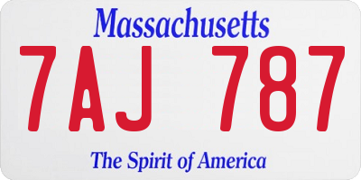 MA license plate 7AJ787