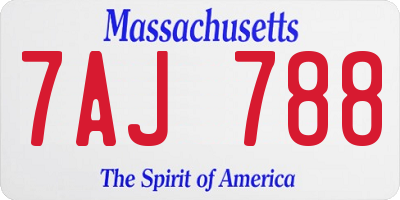 MA license plate 7AJ788