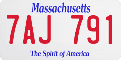 MA license plate 7AJ791