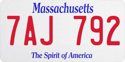 MA license plate 7AJ792