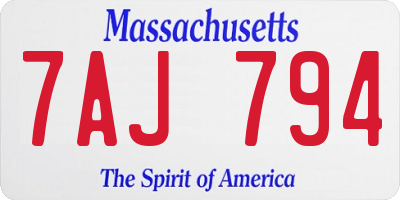 MA license plate 7AJ794