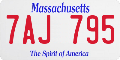 MA license plate 7AJ795