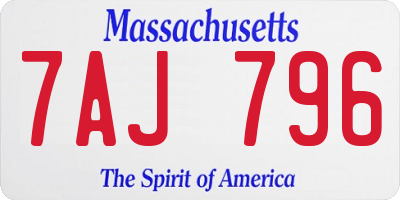 MA license plate 7AJ796