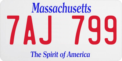 MA license plate 7AJ799